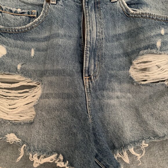 Distressed Denim Festival Shorts - Picture 2 of 5